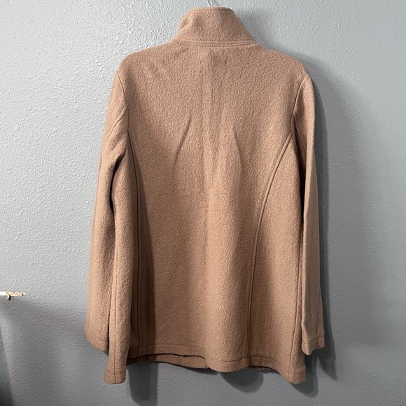 LL Bean Bellandi 100% Wool Coat Womens Sz XL Tan Mid Length Jacket Italy Vintage - Picture 3 of 6